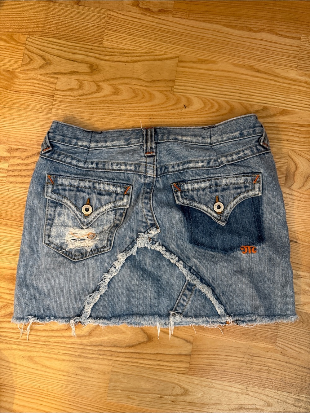 Miss Me Light Blue patchwork Y2K Denim Mini Skirt